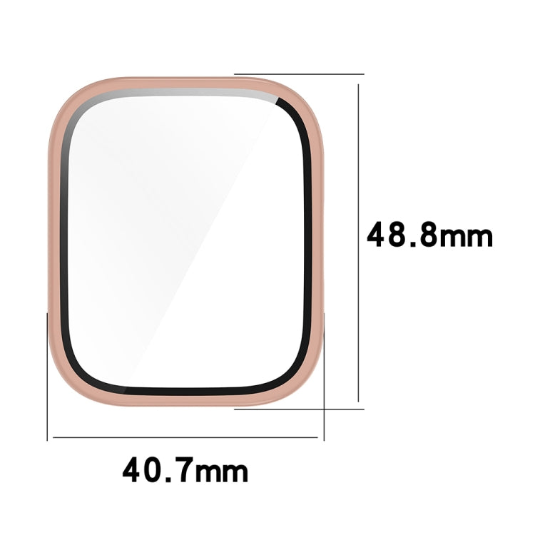 For Amazfit bip5 Unity PC + Tempered Glass Film Integrated Watch Protective Case(Sakura Pink) by bashfashion