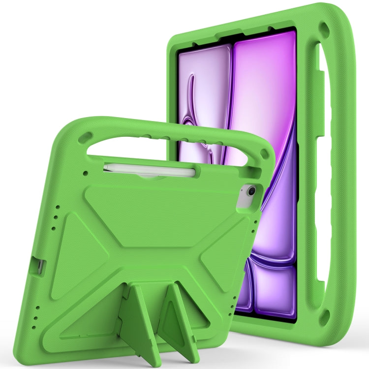 For iPad Air 13 2025 / 2024 Handle EVA Shockproof Tablet Case with Holder(Green) by bashfashion