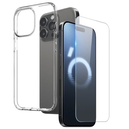 For iPhone 16 Pro Max NORTHJO 2 in 1 TPU Phone Case Screen Protector Tempered Glass Film(Clear) by NORTHJO