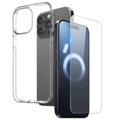 For iPhone 16 Pro NORTHJO 2 in 1 TPU Phone Case Screen Protector Tempered Glass Film(Clear) by NORTHJO