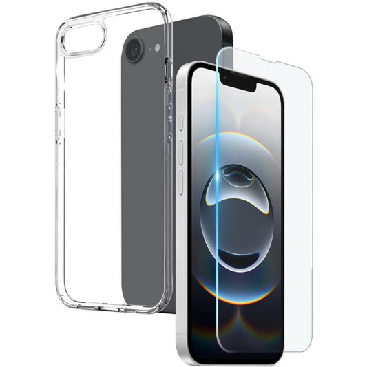 For iPhone 16e NORTHJO 2 in 1 TPU Phone Case Screen Protector Tempered Glass Film(Clear) by NORTHJO
