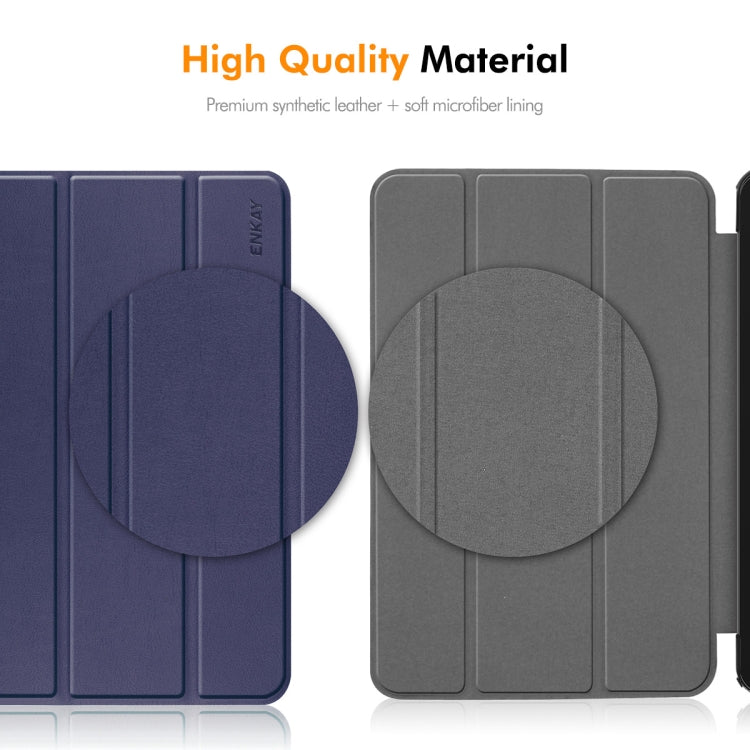 For iPad Air 13 2025 / 2024 ENKAY Tri-fold Custer Texture TPU Leather Smart Tablet Case with Pen Slot(Black) by ENKAY