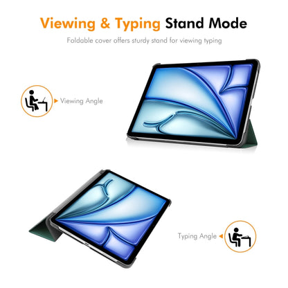 For iPad Air 13 2025 / 2024 ENKAY Tri-fold Custer Texture Plastic Leather Smart Tablet Case(Dark Blue) by ENKAY