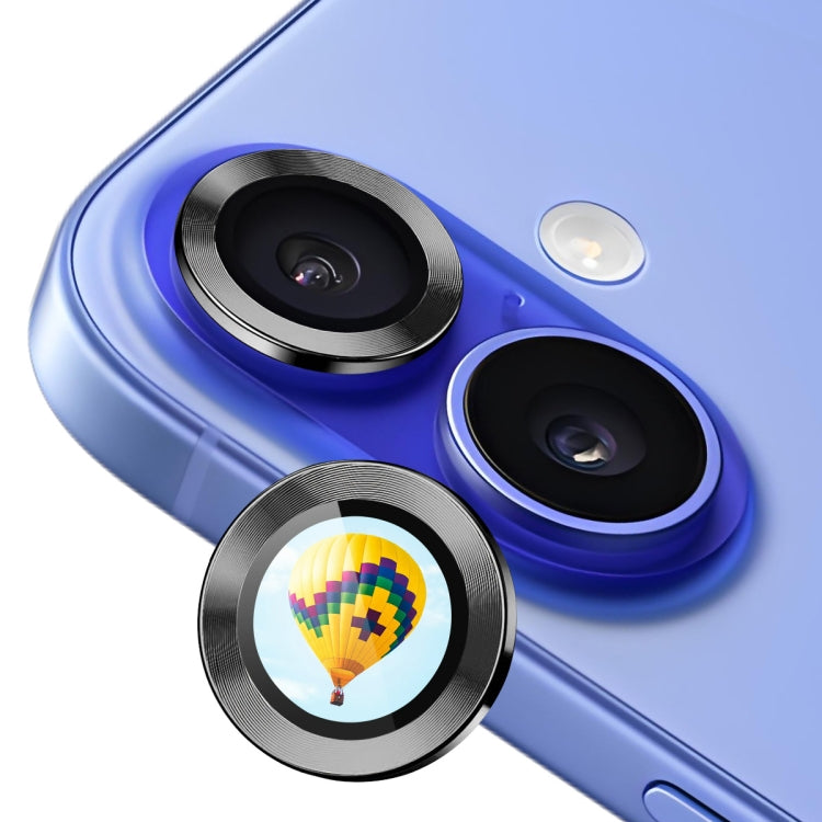 For iPhone 16 / 16 Plus ENKAY Hat-Prince AR 9H Rear Lens Aluminium Alloy Tempered Glass Film(Black) by ENKAY