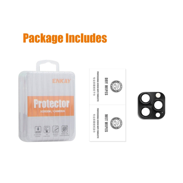 For iPhone 16 Pro / 16 Pro Max ENKAY Anti-reflection Camera Lens Aluminium Alloy Tempered Glass Film(Grey) by ENKAY