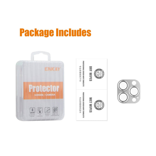 For iPhone 16 Pro / 16 Pro Max ENKAY Aluminium Alloy Tempered Glass Lens Cover Film(Silver) by ENKAY