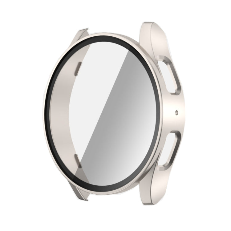For Samsun Galaxy Watch 7 44mm PC + Tempered Film Integrated Watch Protective Case(Starlight) by bashfashion