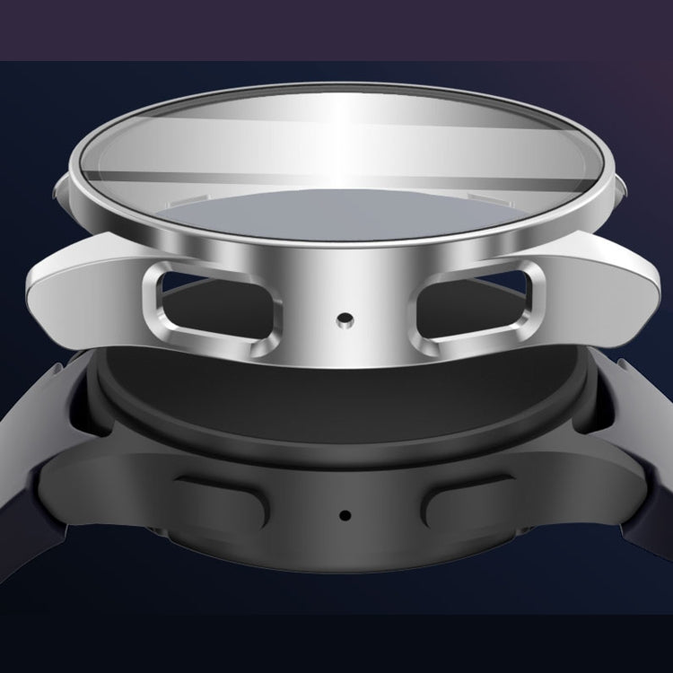 For Samsun Galaxy Watch 7 44mm PC + Tempered Film Integrated Watch Protective Case(Sliver) by bashfashion