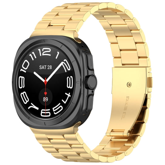 For Samsung Galaxy Watch Ultra 47mm Three Beads Stainless Steel Metal Watch Band(Gold) by bashfashion