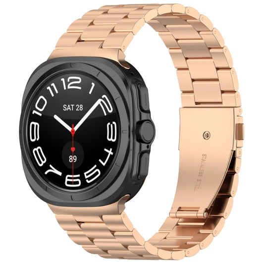 For Samsung Galaxy Watch Ultra 47mm Three Beads Stainless Steel Metal Watch Band(Rose Gold) by bashfashion