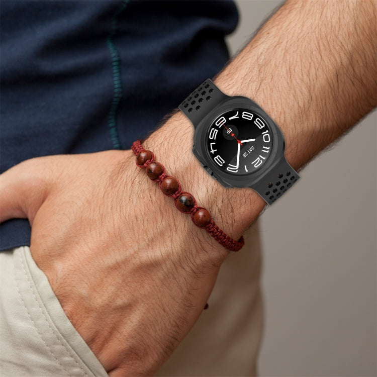 For Samsung Galaxy Watch Ultra 47mm Hole Style Magnetic Folding Buckle Silicone Watch Band(Dark Blue) by bashfashion