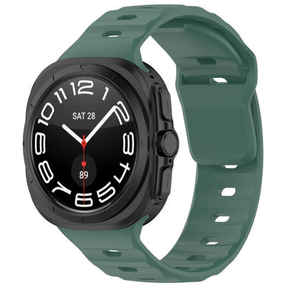For Samsung Galaxy Watch Ultra 47mm Solid Color Reverse Buckle Silicone Watch Band(Dark Green) by bashfashion