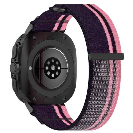 For Samsung Galaxy Watch Ultra 47mm Hook and Loop Fastener Loop Nylon Watch Band(Pink+Purple) by bashfashion