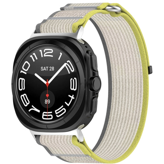 For Samsung Galaxy Watch Ultra 47mm Hook and Loop Fastener Loop Nylon Watch Band(Yellow+Gray) by bashfashion