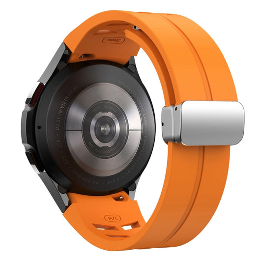 For Samsung Galaxy Watch FE 40mm Richard Magnetic Folding Silver Buckle Silicone Watch Band(Orange) by bashfashion