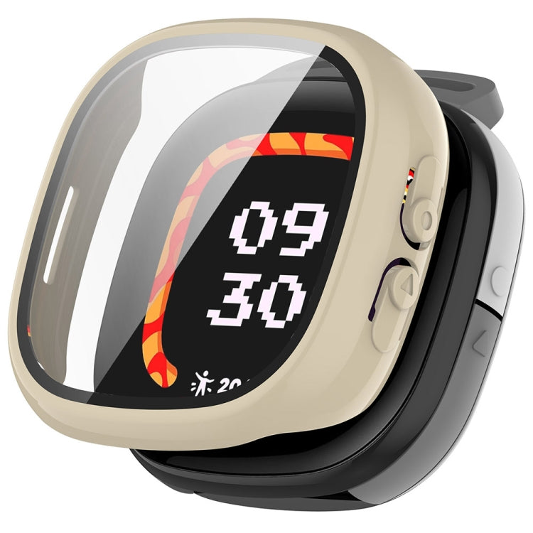 For Fitbit Ace LTE PC + Tempered Glass Film Integrated Watch Protective Case(Ivory White) by bashfashion