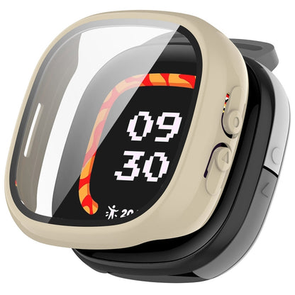 For Fitbit Ace LTE PC + Tempered Glass Film Integrated Watch Protective Case(Ivory White) by bashfashion