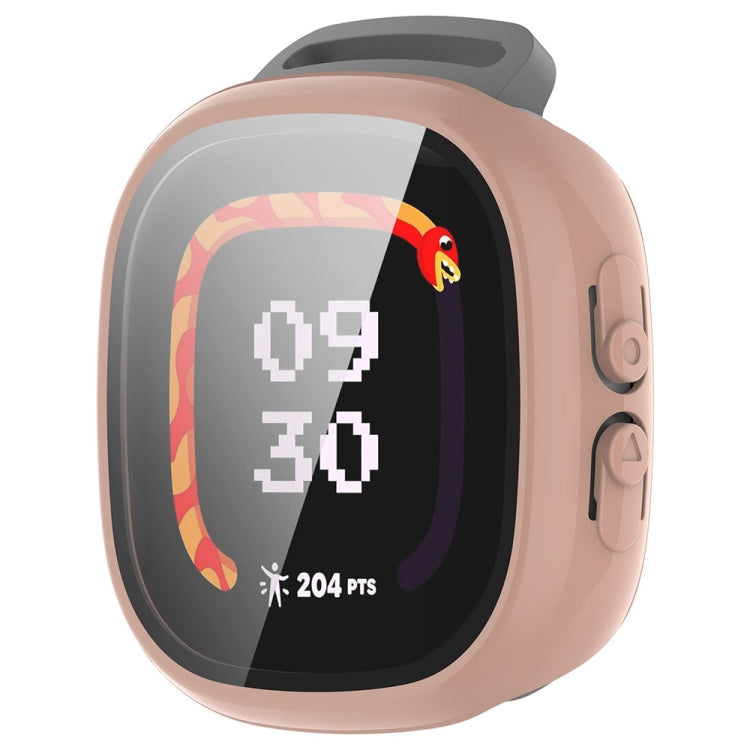 For Fitbit Ace LTE PC + Tempered Glass Film Integrated Watch Protective Case(Sakura Pink) by bashfashion