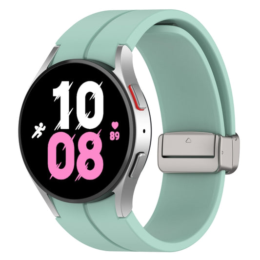 For Samsung Galaxy Watch FE 40mm Magnetic Folding Silver Buckle Silicone Watch Band(Teal Green) by bashfashion