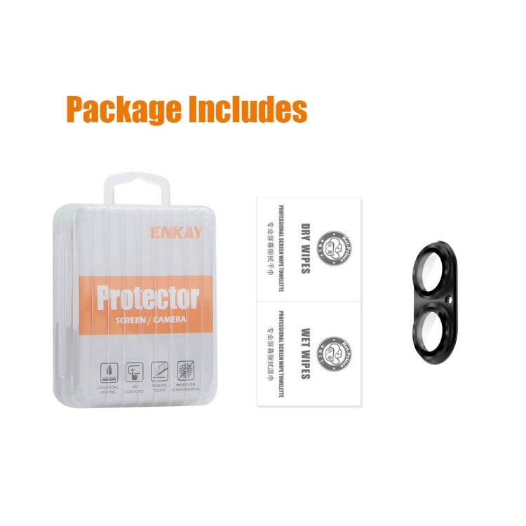 For iPhone 16 / 16 Plus ENKAY Aluminium Alloy Tempered Glass Lens Cover Film(Black) by ENKAY