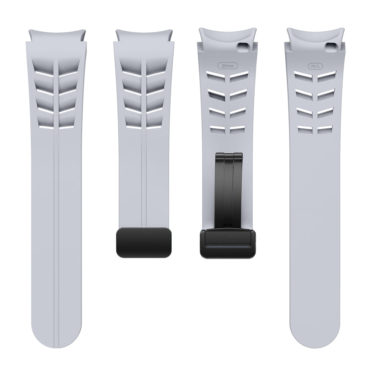 Fof Samsung Galaxy Watch FE 40mm Richard Magnetic Folding Black Buckle Silicone Watch Band(Light Gray) by bashfashion