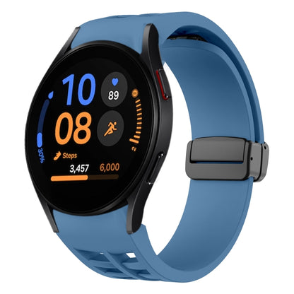 Fof Samsung Galaxy Watch FE 40mm Richard Magnetic Folding Black Buckle Silicone Watch Band(Blue) by bashfashion