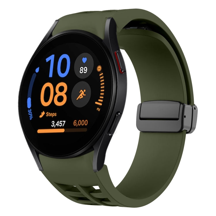 Fof Samsung Galaxy Watch FE 40mm Richard Magnetic Folding Black Buckle Silicone Watch Band(Army Green) by bashfashion