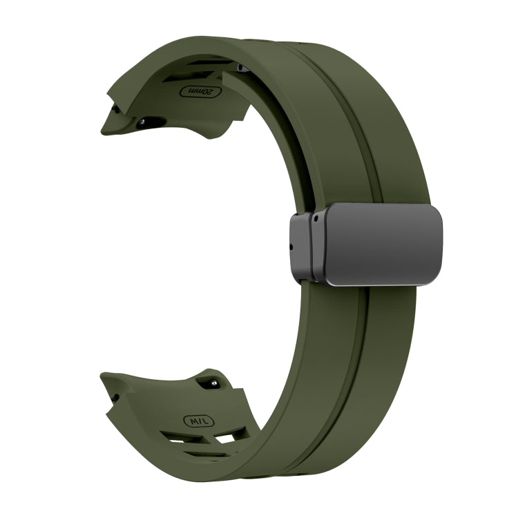 Fof Samsung Galaxy Watch FE 40mm Richard Magnetic Folding Black Buckle Silicone Watch Band(Army Green) by bashfashion