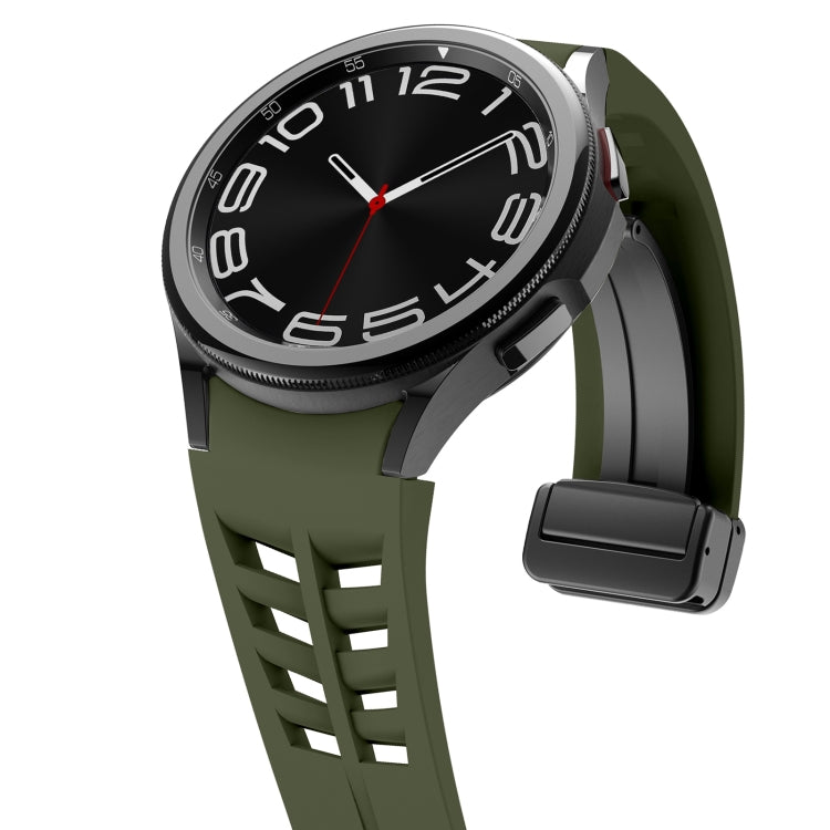Fof Samsung Galaxy Watch FE 40mm Richard Magnetic Folding Black Buckle Silicone Watch Band(Army Green) by bashfashion
