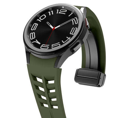 Fof Samsung Galaxy Watch FE 40mm Richard Magnetic Folding Black Buckle Silicone Watch Band(Army Green) by bashfashion