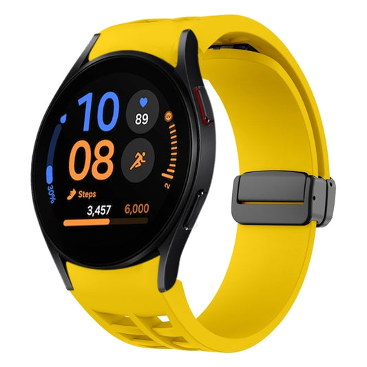Fof Samsung Galaxy Watch FE 40mm Richard Magnetic Folding Black Buckle Silicone Watch Band(Yellow) by bashfashion
