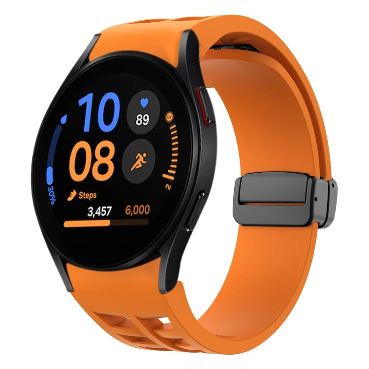 Fof Samsung Galaxy Watch FE 40mm Richard Magnetic Folding Black Buckle Silicone Watch Band(Orange) by bashfashion