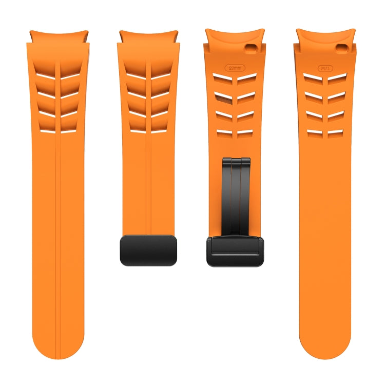 Fof Samsung Galaxy Watch FE 40mm Richard Magnetic Folding Black Buckle Silicone Watch Band(Orange) by bashfashion