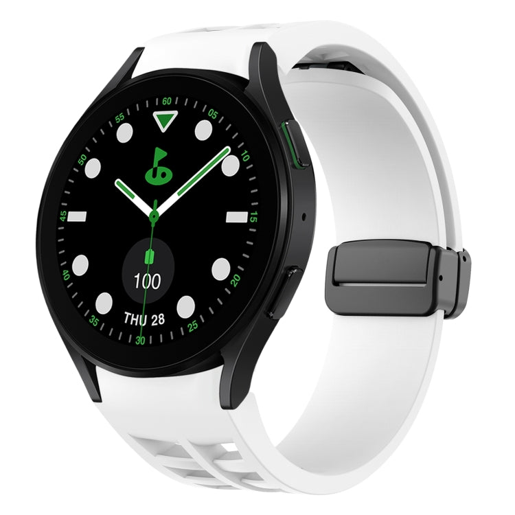 For Samsung Galaxy Watch 5 Golf Edition Richard Magnetic Folding Black Buckle Silicone Watch Band(White) by bashfashion