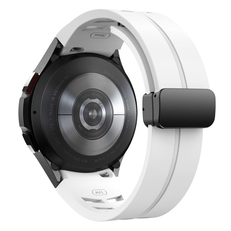 For Samsung Galaxy Watch 5 Golf Edition Richard Magnetic Folding Black Buckle Silicone Watch Band(White) by bashfashion