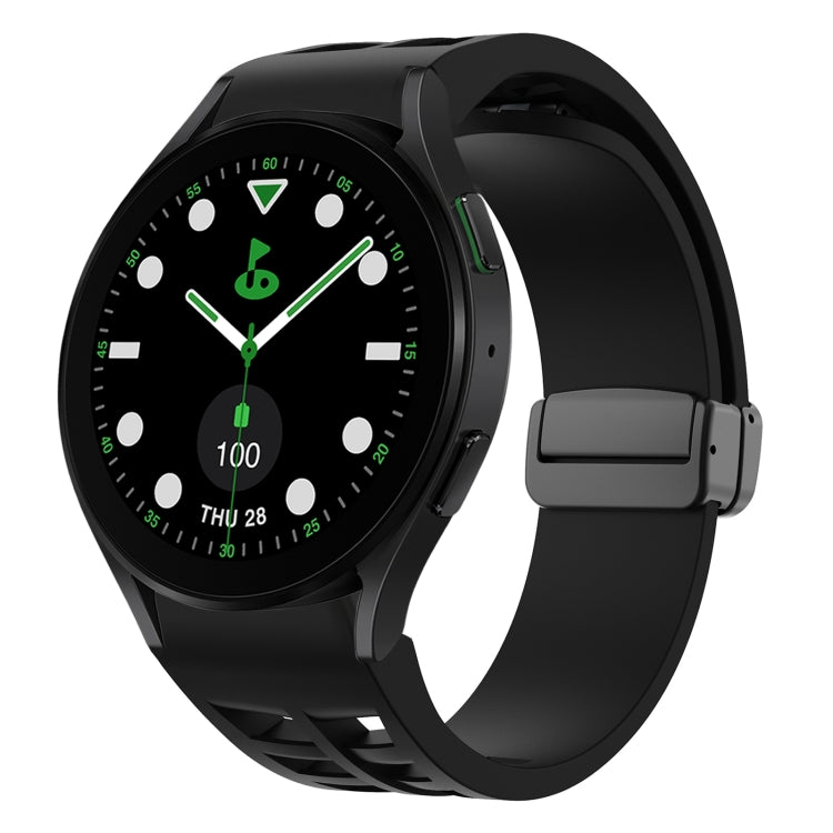 For Samsung Galaxy Watch 5 Golf Edition Richard Magnetic Folding Black Buckle Silicone Watch Band(Black) by bashfashion