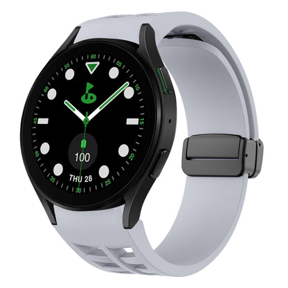 For Samsung Galaxy Watch 5 Golf Edition Richard Magnetic Folding Black Buckle Silicone Watch Band(Light Gray) by bashfashion