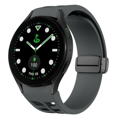 For Samsung Galaxy Watch 5 Golf Edition Richard Magnetic Folding Black Buckle Silicone Watch Band(Space gray) by bashfashion