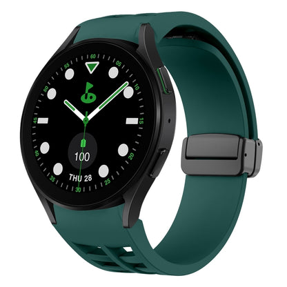 For Samsung Galaxy Watch 5 Golf Edition Richard Magnetic Folding Black Buckle Silicone Watch Band(Dark Green) by bashfashion
