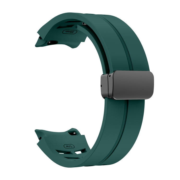 For Samsung Galaxy Watch 5 Golf Edition Richard Magnetic Folding Black Buckle Silicone Watch Band(Dark Green) by bashfashion