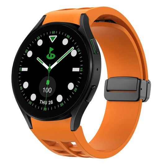 For Samsung Galaxy Watch 5 Golf Edition Richard Magnetic Folding Black Buckle Silicone Watch Band(Orange) by bashfashion
