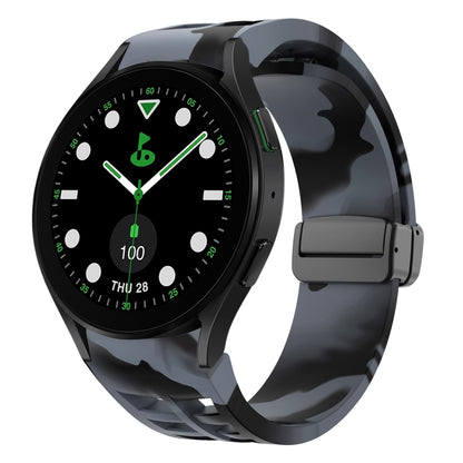 For Samsung Galaxy Watch 5 Golf Edition Richard Magnetic Folding Black Buckle Silicone Watch Band(Black Gray Camouflage) by bashfashion