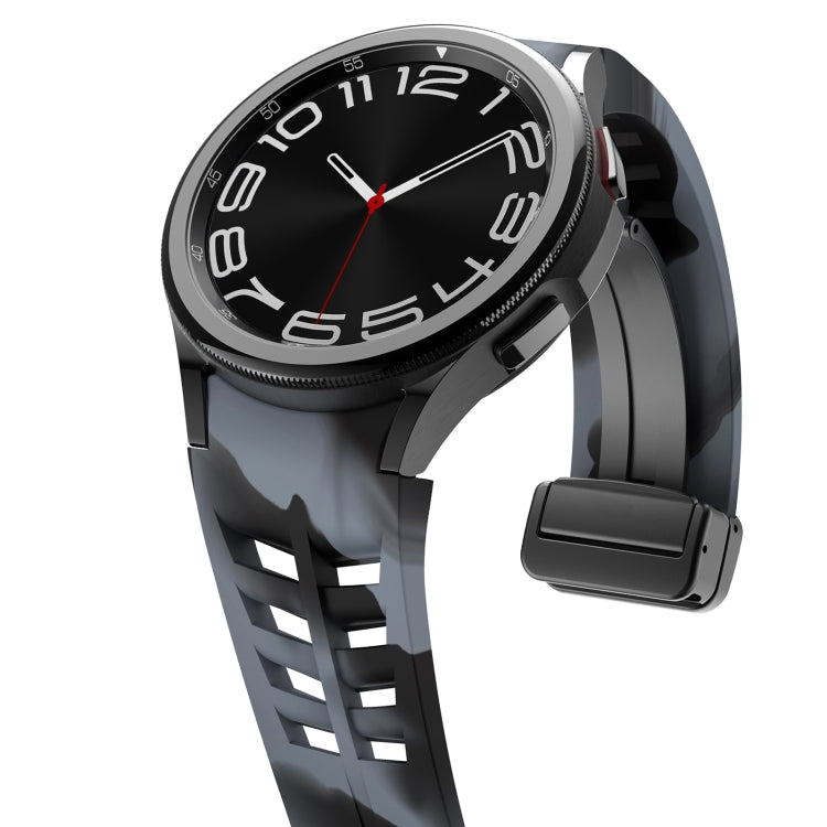 For Samsung Galaxy Watch 5 Golf Edition Richard Magnetic Folding Black Buckle Silicone Watch Band(Black Gray Camouflage) by bashfashion