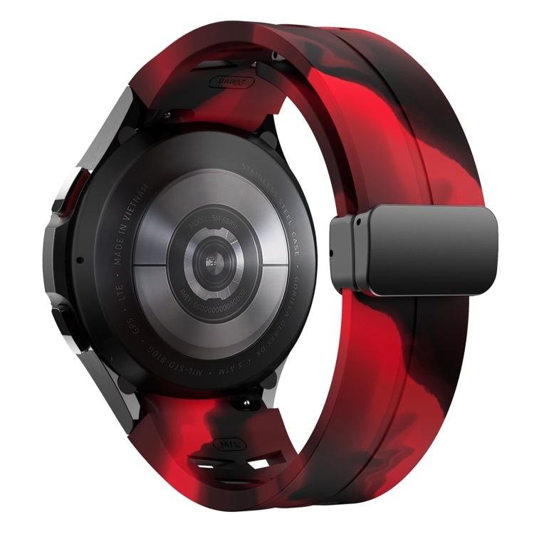 For Samsung Galaxy Watch 5 Golf Edition Richard Magnetic Folding Black Buckle Silicone Watch Band(Black Red Camouflage) by bashfashion