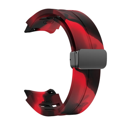 For Samsung Galaxy Watch 5 Golf Edition Richard Magnetic Folding Black Buckle Silicone Watch Band(Black Red Camouflage) by bashfashion
