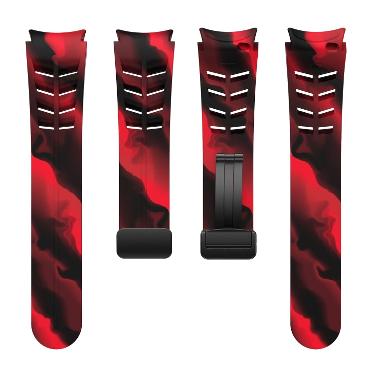 For Samsung Galaxy Watch 5 Golf Edition Richard Magnetic Folding Black Buckle Silicone Watch Band(Black Red Camouflage) by bashfashion