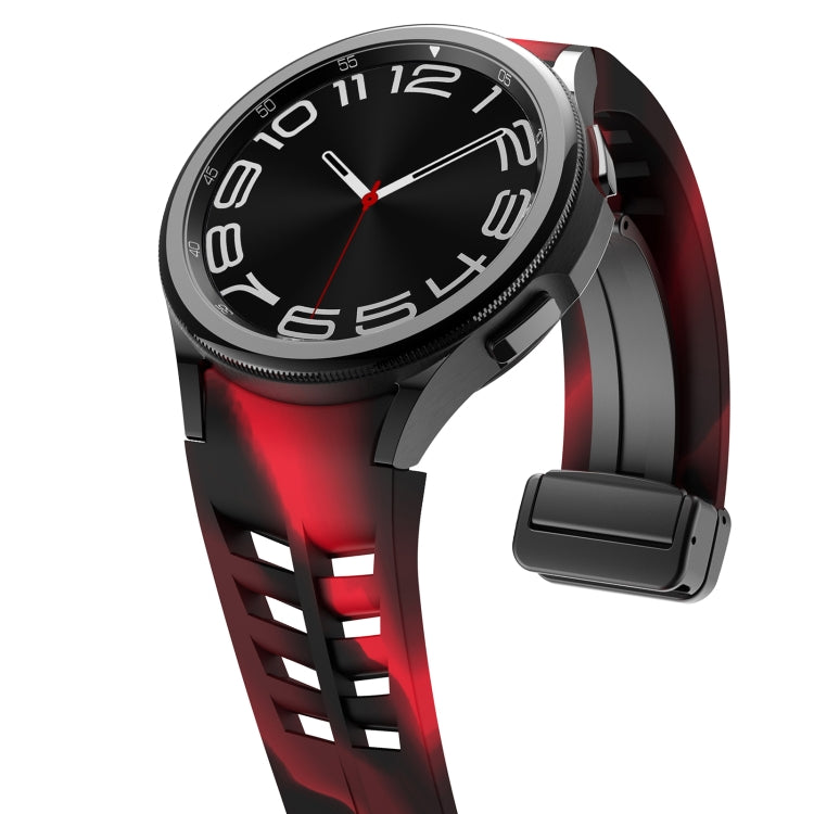 For Samsung Galaxy Watch 5 Golf Edition Richard Magnetic Folding Black Buckle Silicone Watch Band(Black Red Camouflage) by bashfashion