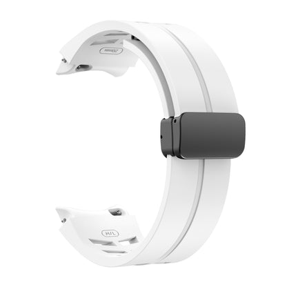 For Samsung Galaxy Watch 5 40 / 44mm Richard Magnetic Folding Black Buckle Silicone Watch Band(White) by bashfashion