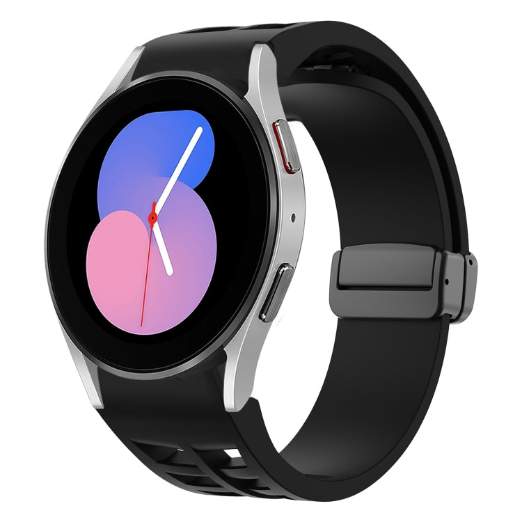 For Samsung Galaxy Watch 5 40 / 44mm Richard Magnetic Folding Black Buckle Silicone Watch Band(Black) by bashfashion