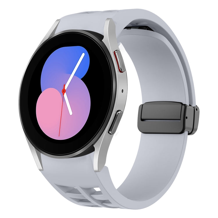 For Samsung Galaxy Watch 5 40 / 44mm Richard Magnetic Folding Black Buckle Silicone Watch Band(Light Gray) by bashfashion